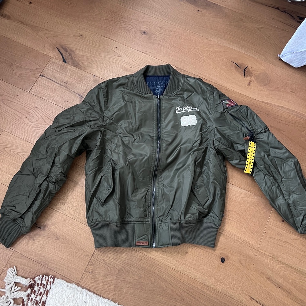Top Gun Olive Green Reversible Bomber Jacket